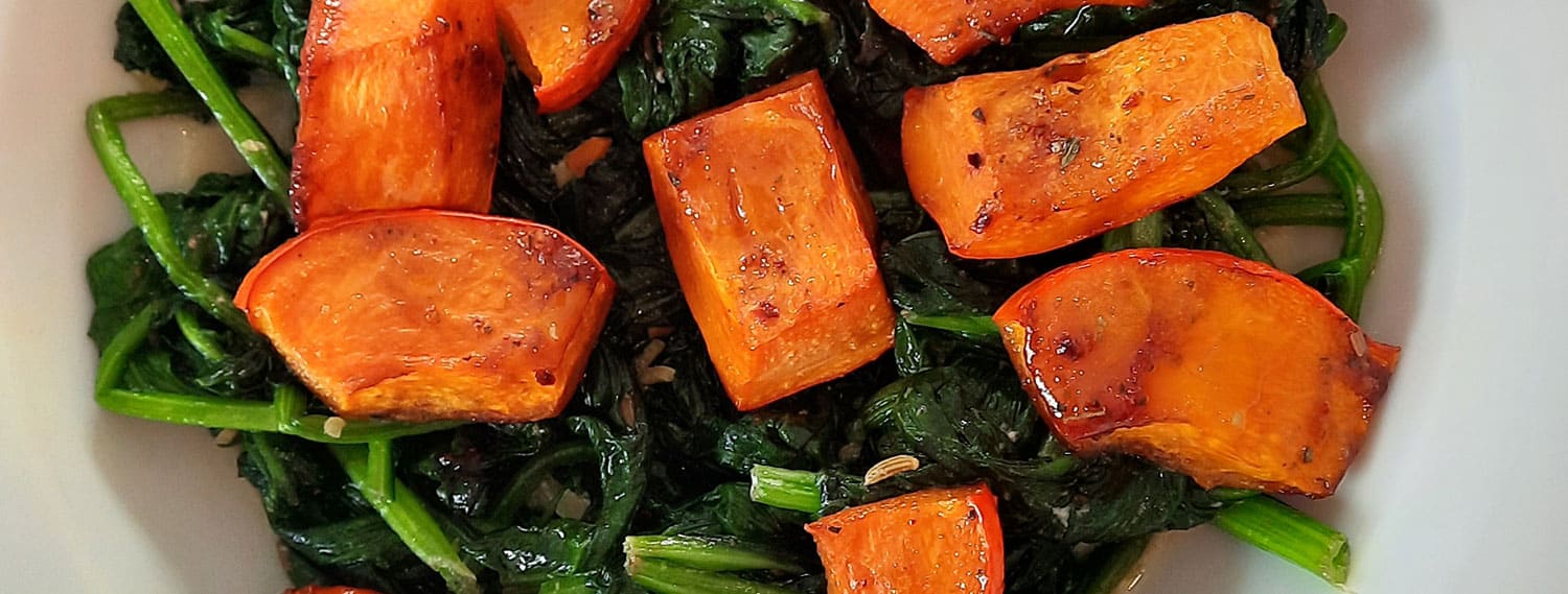 Blattspinat-mit-Hokkaido-Kürbis Blattspinat-mit-Hokkaido-Kürbis